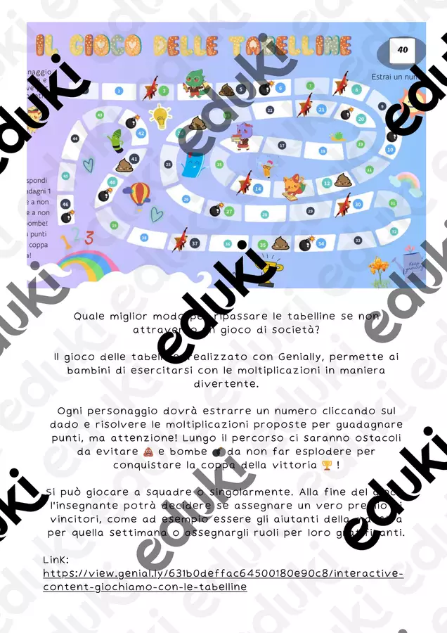 Link al gioco delle tabelline! Materiale di supporto/inclusione - Link al gioco delle tabelline! - Maestra Chiara 🌱🌎 - Pagina di copertina