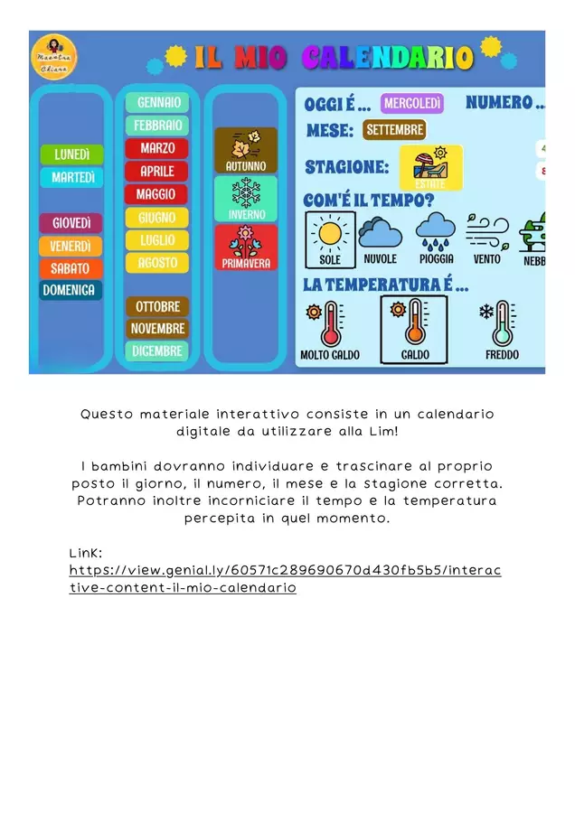 Link al calendario digitale! Materiale interattivo - Link al calendario digitale! - Maestra Chiara 🌱🌎 - Pagina di copertina