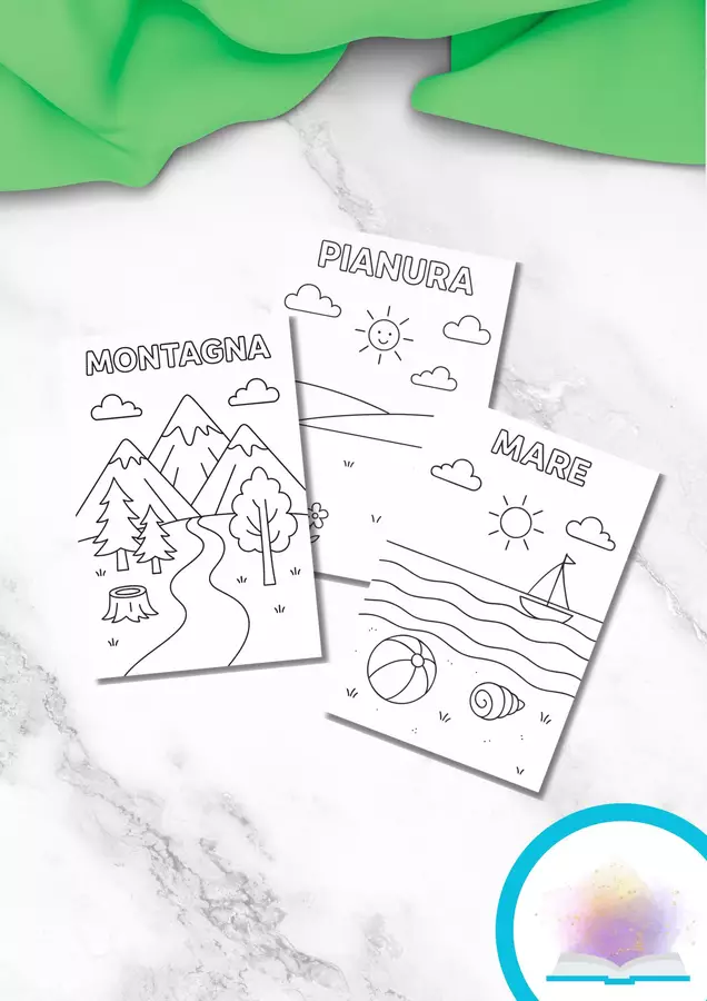 Disegni da colorare sui paesaggi per la scuola primaria Materiale per pittura e bricolage - Disegni da colorare sui paesaggi per la scuola primaria - MilleLibriPerBambini - Pagina di copertina