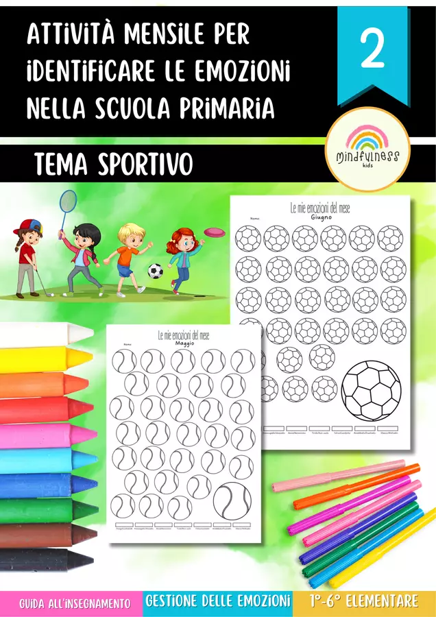 EDUCAZIONE EMOZIONALE| Attività mensile per identificare le emozioni (5-12 anni)| Temi sportivi Esercizi - EDUCAZIONE EMOZIONALE| Attività mensile per identificare le emozioni (5-12 anni)| Temi sportivi - Mindfulness kids - Pagina di copertina