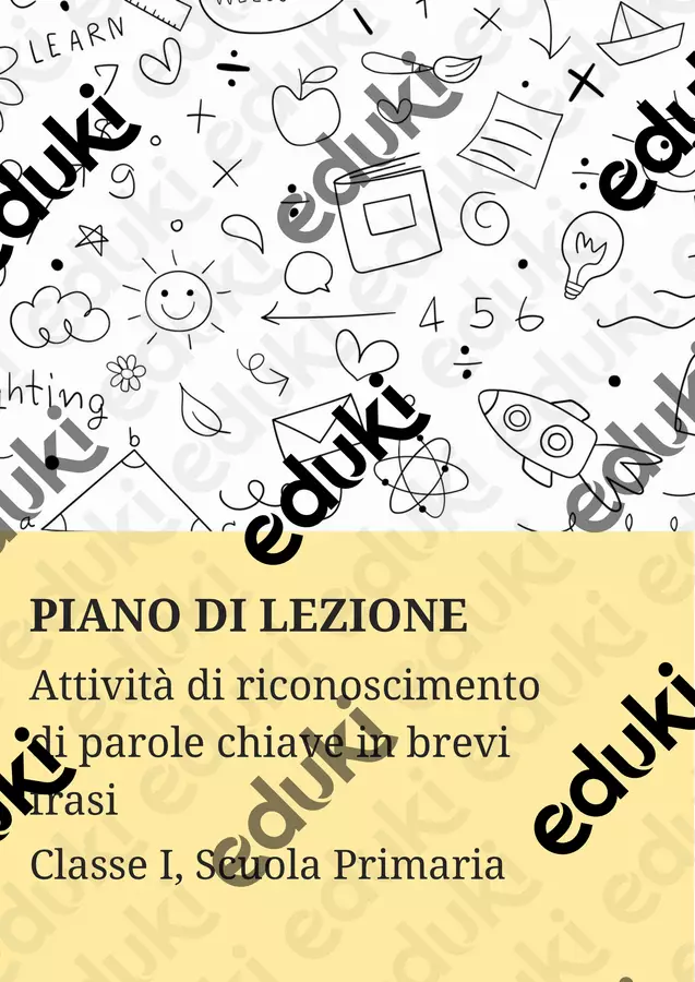 Attività di riconoscimento di parole chiave in brevi frasi Piani di lezione - Attività di riconoscimento di parole chiave in brevi frasi - Maestra di Italiano - Pagina di copertina