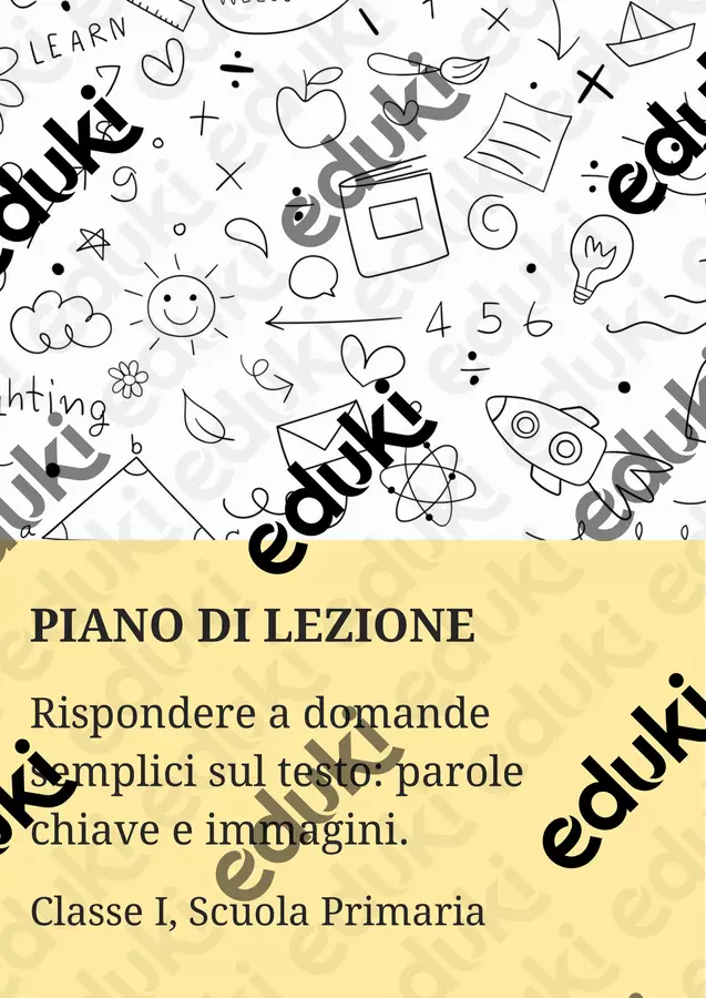 Rispondere a domande semplici sul testo parole chiave e immagini Piani di lezione - Rispondere a domande semplici sul testo parole chiave e immagini - Maestra di Italiano - Pagina di copertina