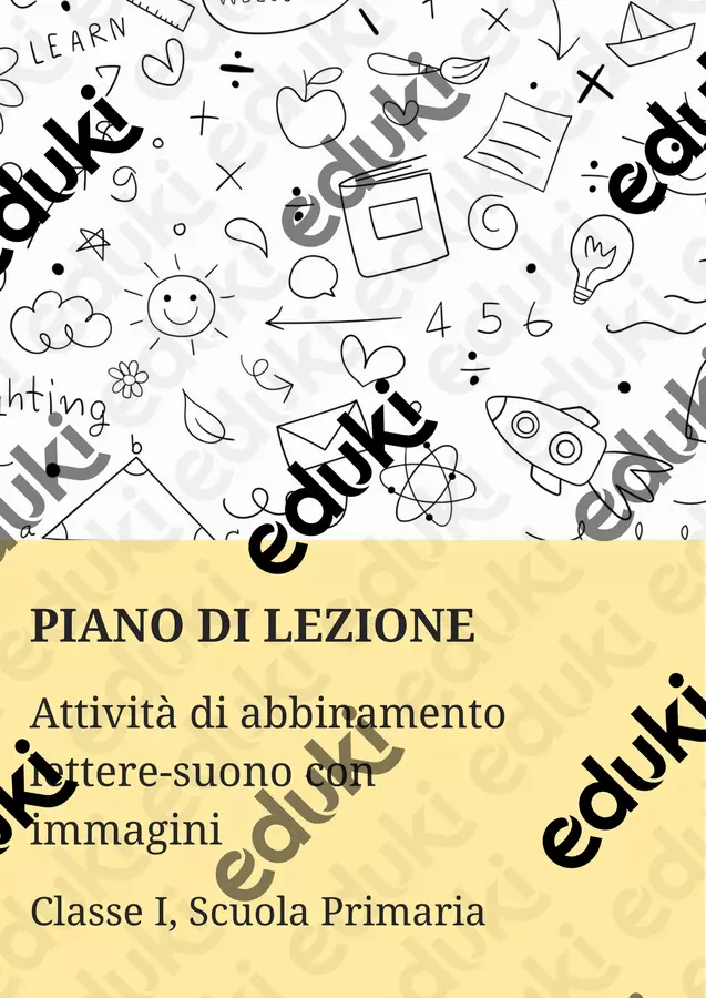 Attività di abbinamento lettere-suono con immagini Piani di lezione - Attività di abbinamento lettere-suono con immagini - Maestra di Italiano - Pagina di copertina