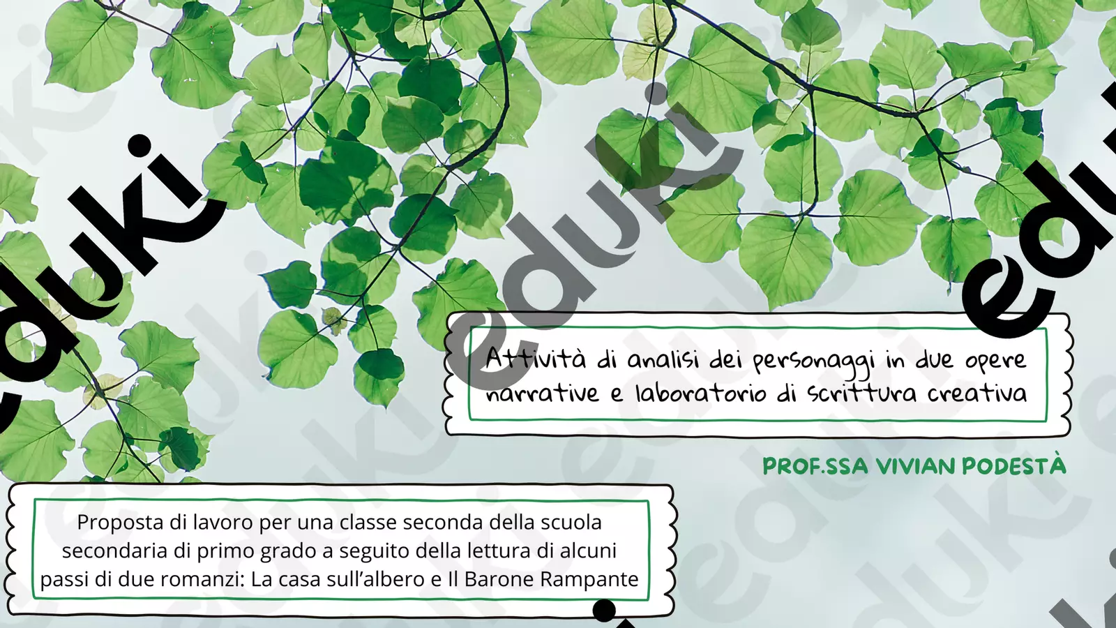Attività di analisi dei personaggi Esercizi - Attività di analisi dei personaggi - La prof. Vivian - Pagina di copertina