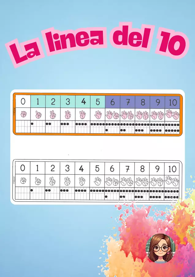 Linea dei numeri fino a 10 con mani e dots Esercizi - Linea dei numeri fino a 10 con mani e dots - Maestra_Annalisa - Pagina di copertina