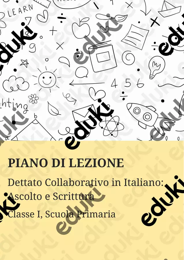 Dettato Collaborativo in Italiano Piani di lezione - Dettato Collaborativo in Italiano - Maestra di Italiano - Pagina di copertina