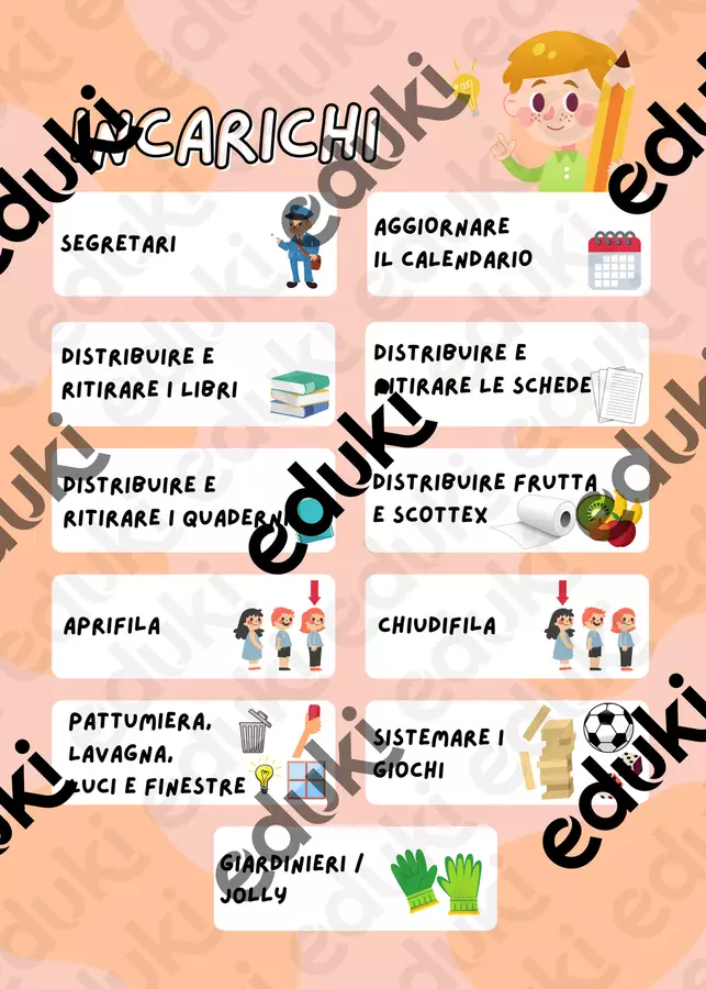 I NOSTRI INCARICHI - cartellone per la gestione classe Poster - I NOSTRI INCARICHI - cartellone per la gestione classe - maestra Nico - Pagina di copertina