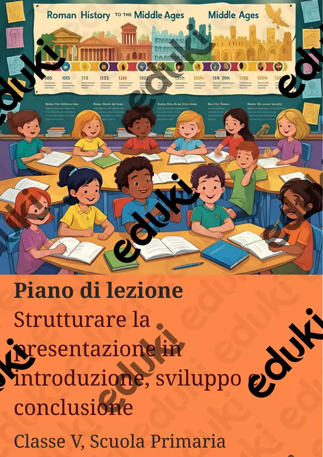 Strutturare la presentazione in introduzione, sviluppo e conclusione Piani di lezione - Strutturare la presentazione in introduzione, sviluppo e conclusione - Maestra di Italiano - Pagina di copertina
