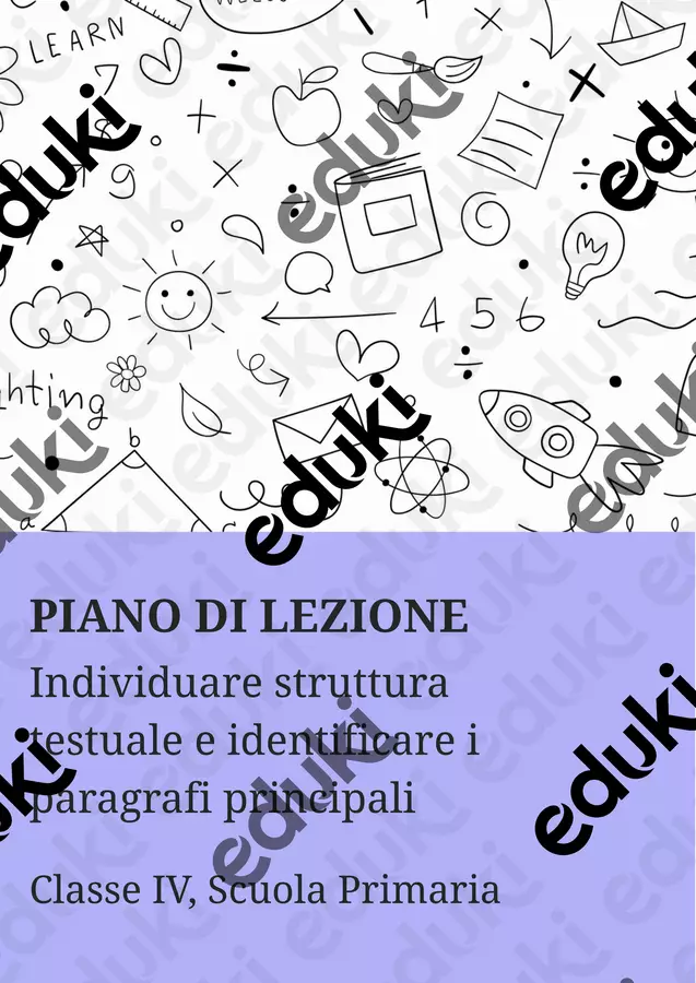 Individuare struttura testuale e identificare i paragrafi principali - PL Piani di lezione - Individuare struttura testuale e identificare i paragrafi principali - PL - Maestra di Italiano - Pagina di copertina