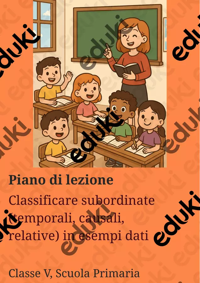 Classificare subordinate (temporali, causali, relative) in esempi dati Piani di lezione - Classificare subordinate (temporali, causali, relative) in esempi dati - Maestra di Italiano - Pagina di copertina