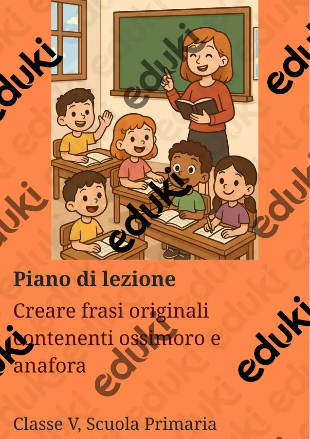 Creare frasi originali contenenti ossimoro e anafora Piani di lezione - Creare frasi originali contenenti ossimoro e anafora - Maestra di Italiano - Pagina di copertina