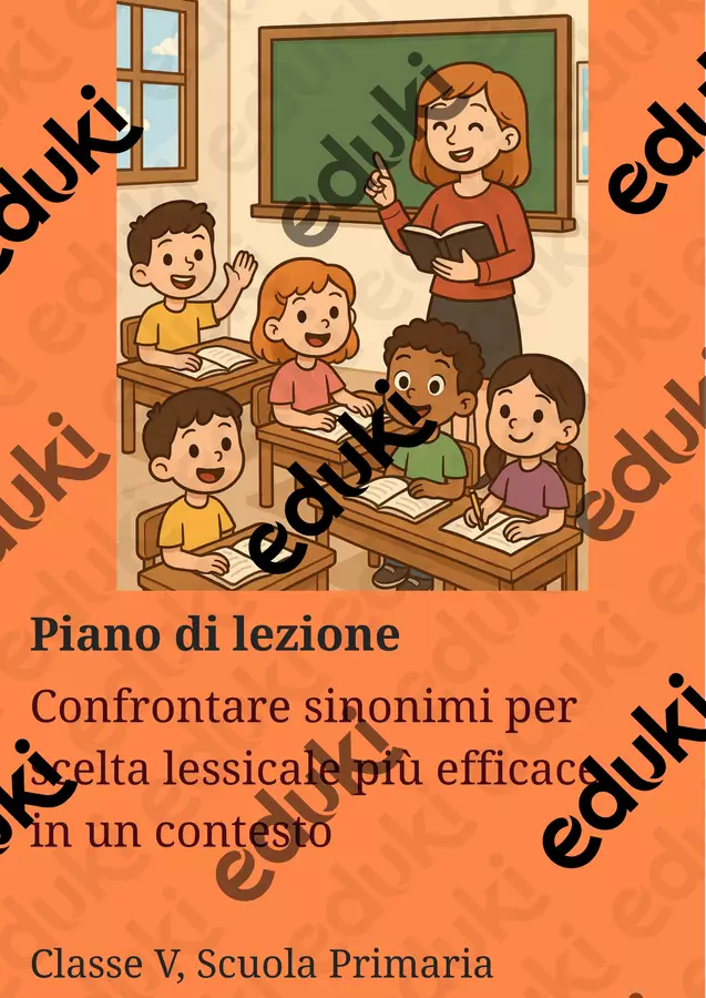 Confrontare sinonimi per scelta lessicale più efficace Piani di lezione - Confrontare sinonimi per scelta lessicale più efficace - Maestra di Italiano - Pagina di copertina