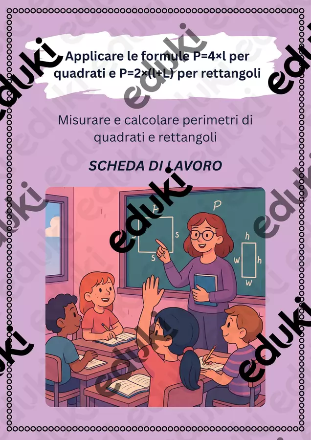 Applicare le formule P=4×l per quadrati e P=2×(l+L) per rettangoli: misurare e calcolare perimetri di quadrati e rettangoli Esercizi - Applicare le formule P=4×l per quadrati e P=2×(l+L) per rettangoli: misurare e calcolare perimetri di quadrati e rettangoli - Matematica Insieme - Pagina di copertina