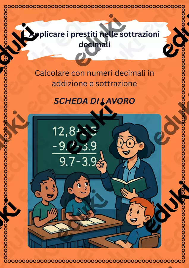 Applicare i prestiti nelle sottrazioni decimali: calcolare con numeri decimali in addizione e sottrazione Esercizi - Applicare i prestiti nelle sottrazioni decimali: calcolare con numeri decimali in addizione e sottrazione - Matematica Insieme - Pagina di copertina