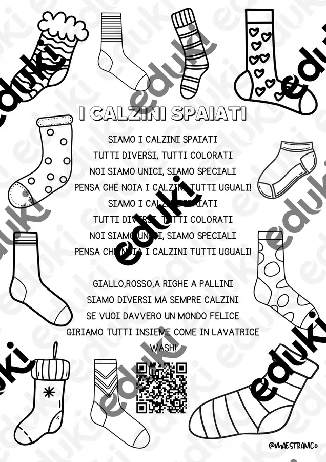 La canzone dei calzini spaiati Testo - La canzone dei calzini spaiati - maestra Nico - Pagina di copertina