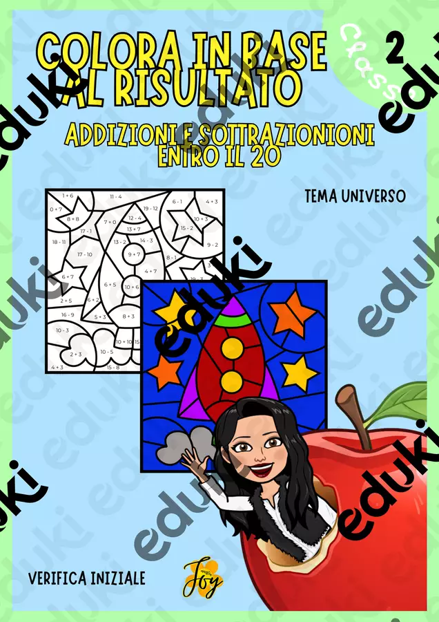 Color by code - addizioni e sottrazioni entro il 20 Esercizi - Color by code - addizioni e sottrazioni entro il 20 - MaestraJoy - Pagina di copertina