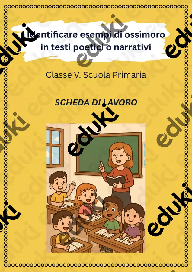 Identificare esempi di ossimoro in testi poetici o narrativi Materiale interattivo - Identificare esempi di ossimoro in testi poetici o narrativi - Maestra di Italiano - Pagina di copertina