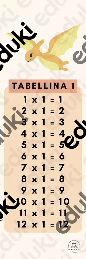 STRUMENTO COMPENSATIVO: TABELLINE A TEMA DINOSAURI Flashcard - STRUMENTO COMPENSATIVO: TABELLINE A TEMA DINOSAURI - maestra.ilaria - Pagina di copertina