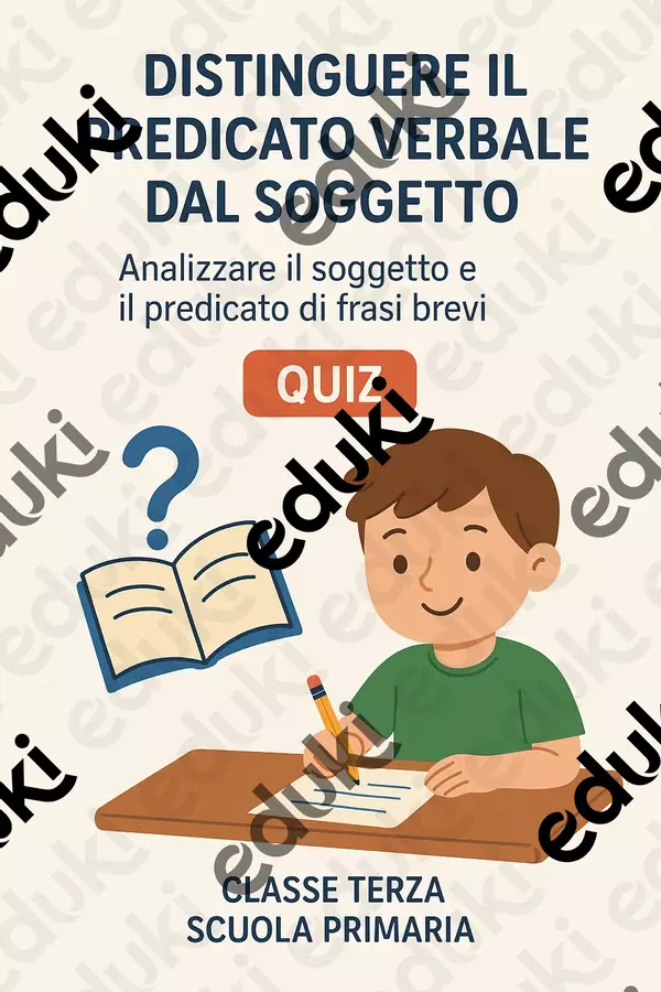 Distinguere il predicato verbale dal soggetto Quiz - Distinguere il predicato verbale dal soggetto - Maestra di Italiano - Pagina di copertina