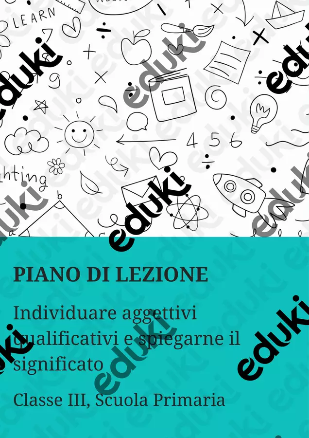 Individuare aggettivi qualificativi e spiegarne il significato Piani di lezione - Individuare aggettivi qualificativi e spiegarne il significato - Maestra di Italiano - Pagina di copertina