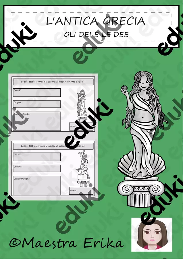 Dei e dee dell'Antica Grecia, attività Esercizi - Dei e dee dell'Antica Grecia, attività - Maestra Erika - Pagina di copertina