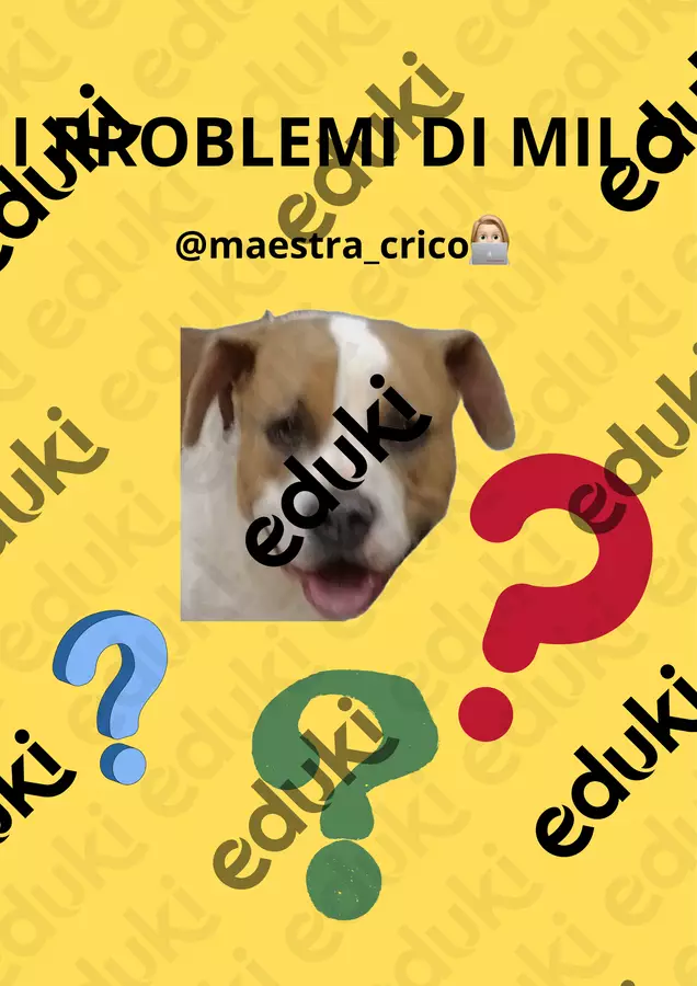 I PROBLEMI DI MILO Compiti in classe/Test - I PROBLEMI DI MILO - Maestracrico - Pagina di copertina