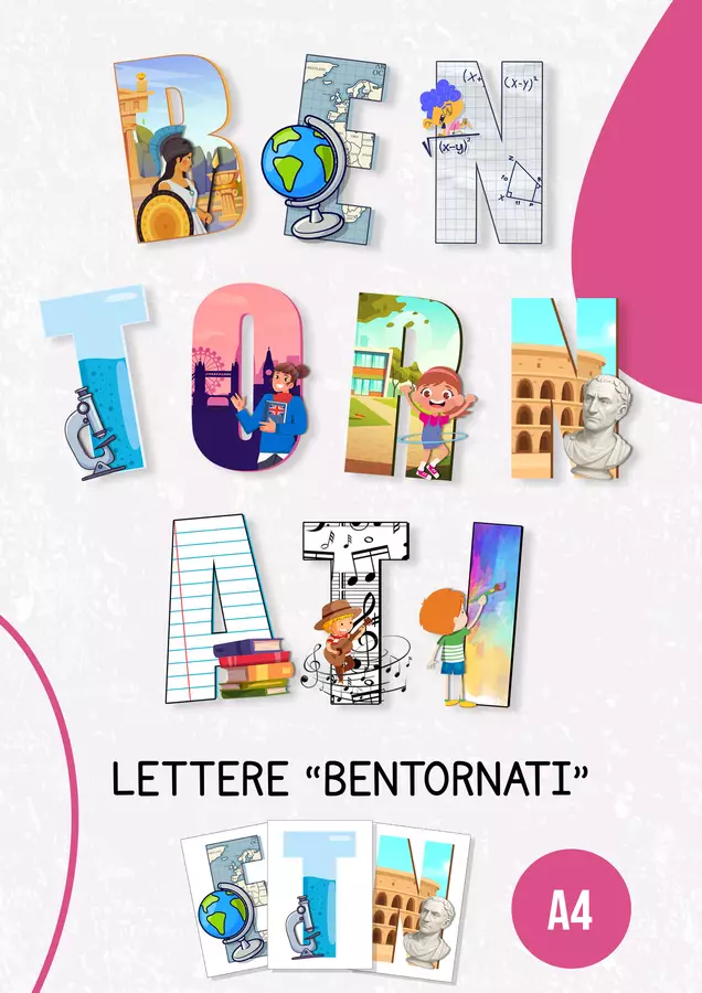 "BENTORNATI": Lettere A4 da stampare Poster - "BENTORNATI": Lettere A4 da stampare - Maestro Francesco - Pagina di copertina