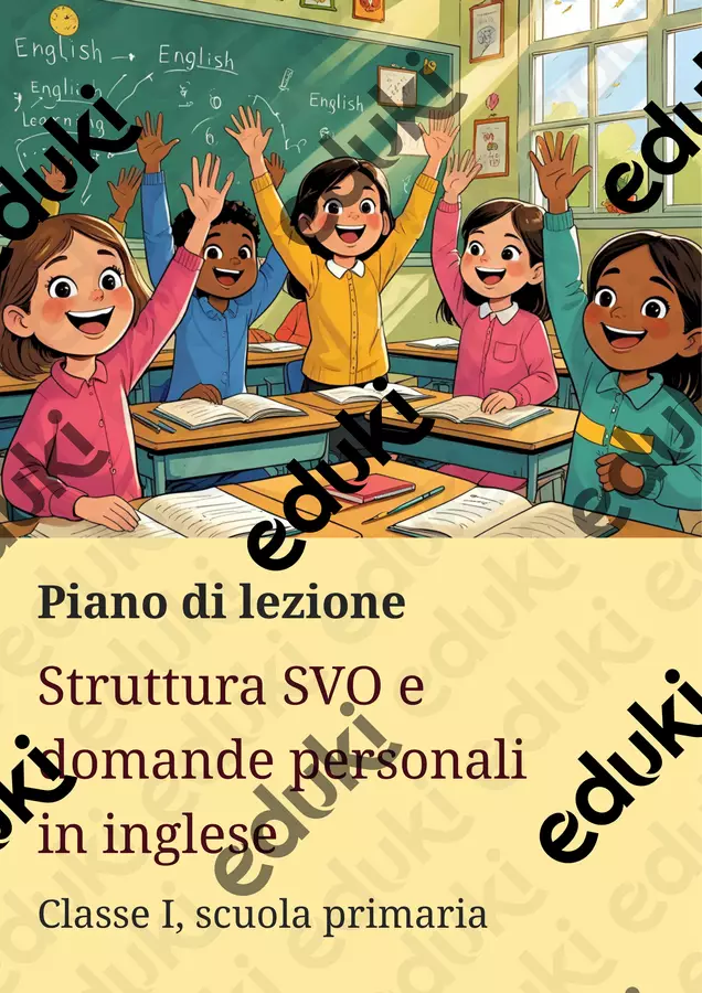 Struttura SVO e domande personali in inglese - Piano di lezione Piani di lezione - Struttura SVO e domande personali in inglese - Piano di lezione - English Classroom 🇬🇧 - Pagina di copertina