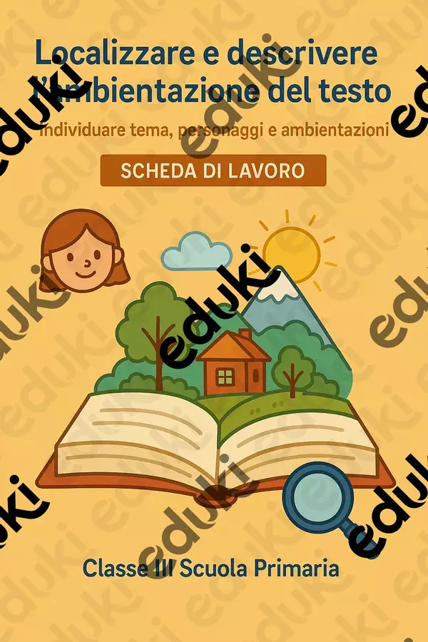 Localizzare e descrivere l’ambientazione del testo Schede informative - Localizzare e descrivere l’ambientazione del testo - Maestra di Italiano - Pagina di copertina