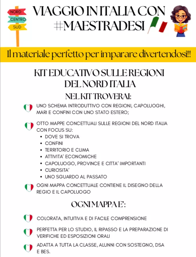 LE REGIONI DEL NORD ITALIA- MAPPE CONCETTUALI PER CLASSE 5^ Materiale di supporto/inclusione - LE REGIONI DEL NORD ITALIA- MAPPE CONCETTUALI PER CLASSE 5^ - Maestra_Desy - Pagina di copertina