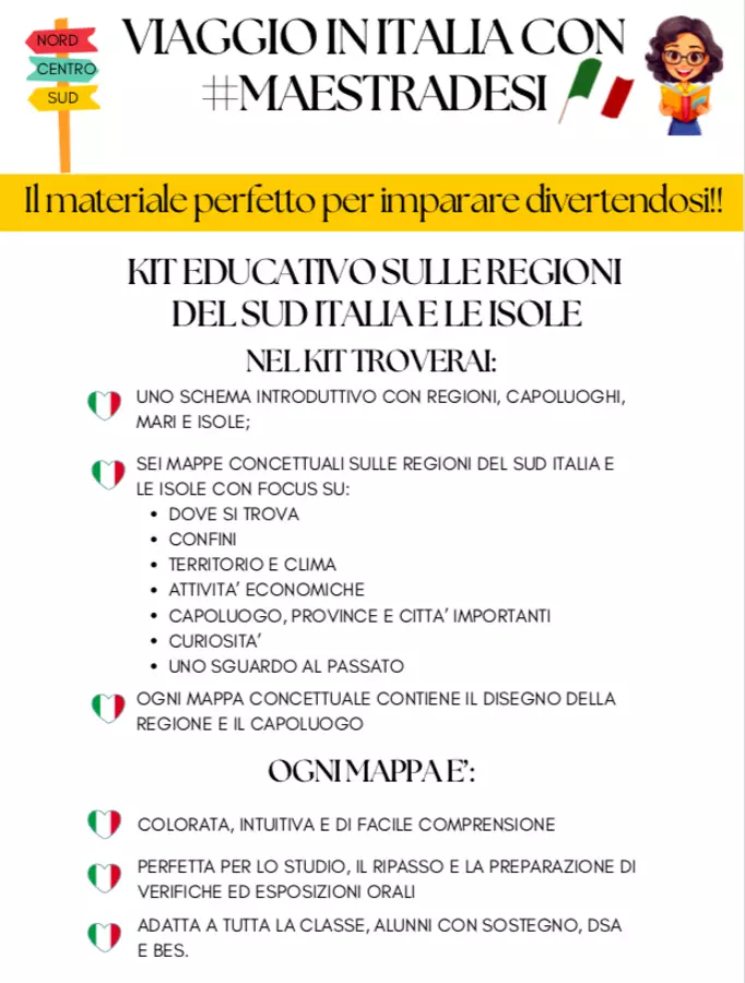 LE REGIONI DEL SUD ITALIA + ISOLE - MAPPE PER LA CLASSE 5^ Materiale di supporto/inclusione - LE REGIONI DEL SUD ITALIA + ISOLE - MAPPE PER LA CLASSE 5^ - Maestra_Desy - Pagina di copertina