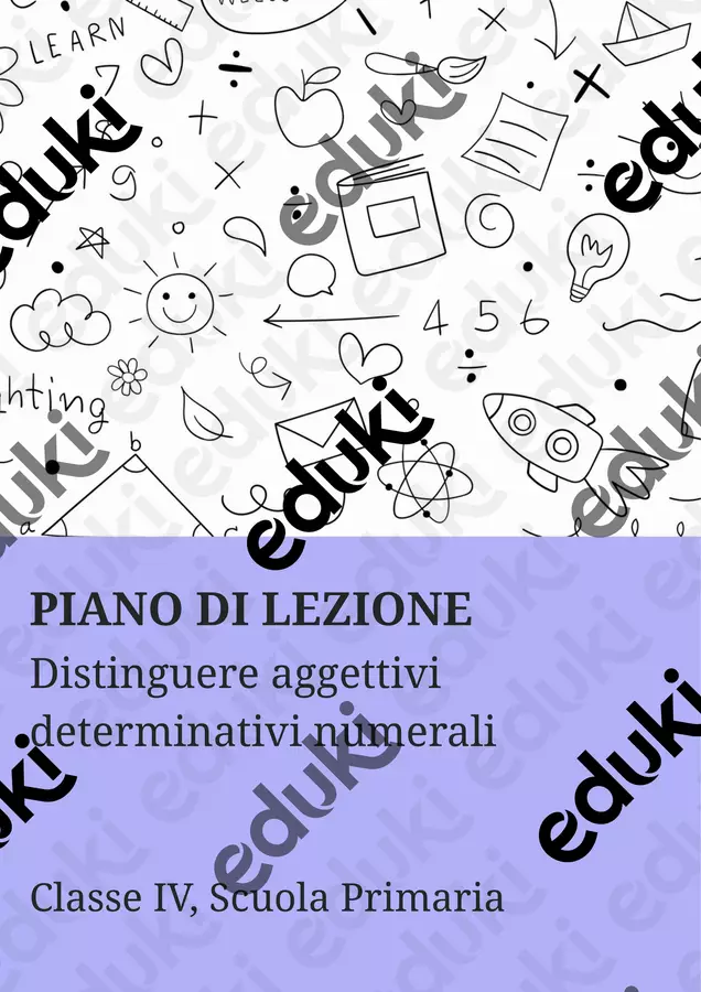 Distinguere aggettivi determinativi numerali - PL Piani di lezione - Distinguere aggettivi determinativi numerali - PL - Maestra di Italiano - Pagina di copertina