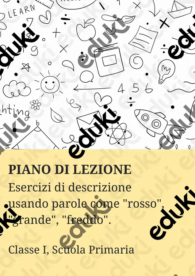 Esercizi di descrizione usando parole come rosso, grande, freddo - PL Piani di lezione - Esercizi di descrizione usando parole come rosso, grande, freddo - PL - Maestra di Italiano - Pagina di copertina