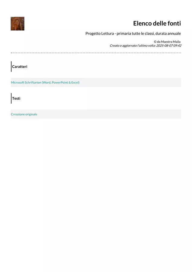 Progetto Lettura - primaria tutte le classi, durata annuale Programmi scolastici / Materiali per docenti - Progetto Lettura - primaria tutte le classi, durata annuale - Maestra Maila - Pagina di copertina