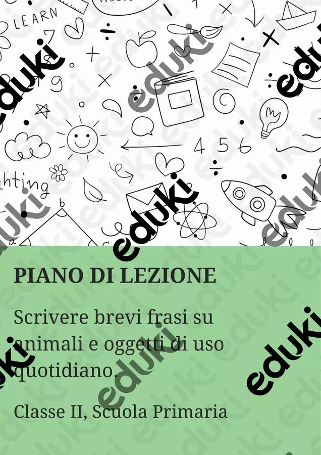 Scrivere brevi frasi su animali e oggetti di uso quotidiano - PL Piani di lezione - Scrivere brevi frasi su animali e oggetti di uso quotidiano - PL - Maestra di Italiano - Pagina di copertina