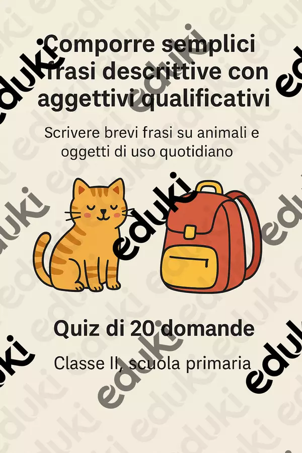 Scrivere brevi frasi su animali e oggetti di uso quotidiano - Quiz Quiz - Scrivere brevi frasi su animali e oggetti di uso quotidiano - Quiz - Maestra di Italiano - Pagina di copertina