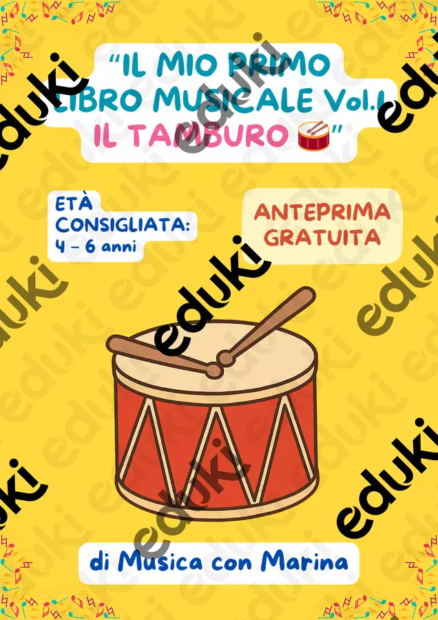 Anteprima gratuita - Il mio Primo Libro Musicale da colorare (Volume 1) Schede informative - Anteprima gratuita - Il mio Primo Libro Musicale da colorare (Volume 1) - Musica con Marina - Pagina di copertina