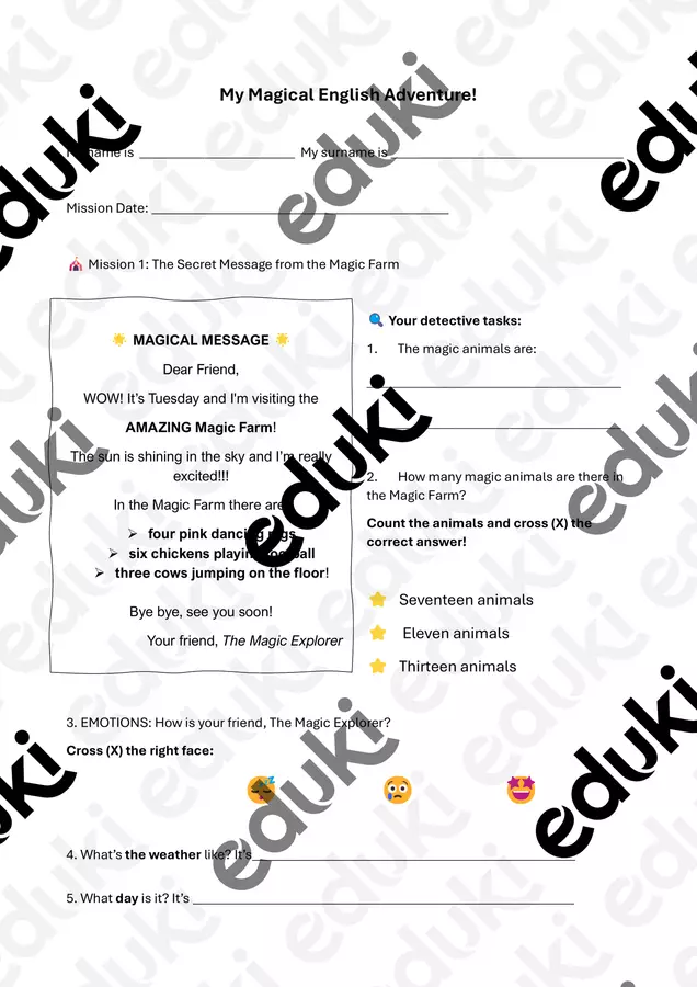 MY MAGICAL ENGLISH ADVENTURE - Reading Comprehension Compiti in classe/Test - MY MAGICAL ENGLISH ADVENTURE - Reading Comprehension - maestraricciola - Pagina di copertina