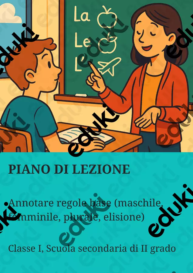 Annotare regole base (maschile, femminile, plurale, elisione) Piani di lezione - Annotare regole base (maschile, femminile, plurale, elisione) - English Classroom 🇬🇧 - Pagina di copertina