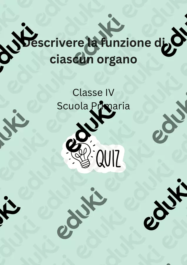 Descrivere la funzione di ciascun organo Quiz - Descrivere la funzione di ciascun organo - Scienza Magica - Pagina di copertina