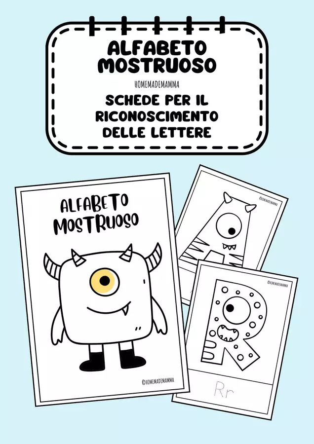 ALFABETO MOSTRUOSO per il riconoscimento delle lettere Esercizi - ALFABETO MOSTRUOSO per il riconoscimento delle lettere - homemademamma - Pagina di copertina