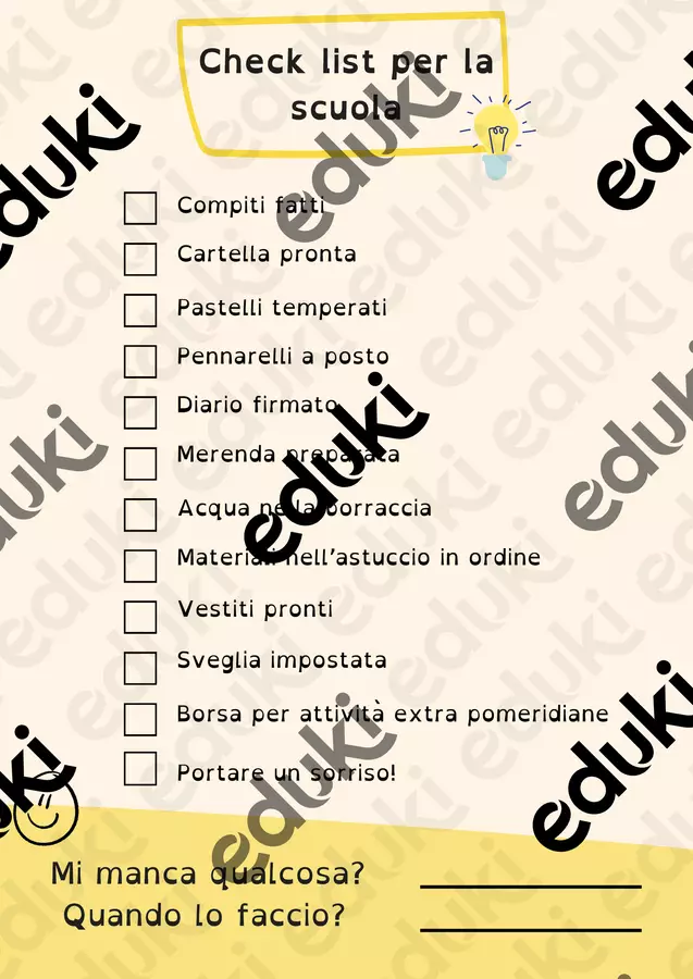 Check-list attività pre-scuola Materiale di supporto/inclusione - Check-list attività pre-scuola - Studio Pedagogico Barbaglia - Pagina di copertina