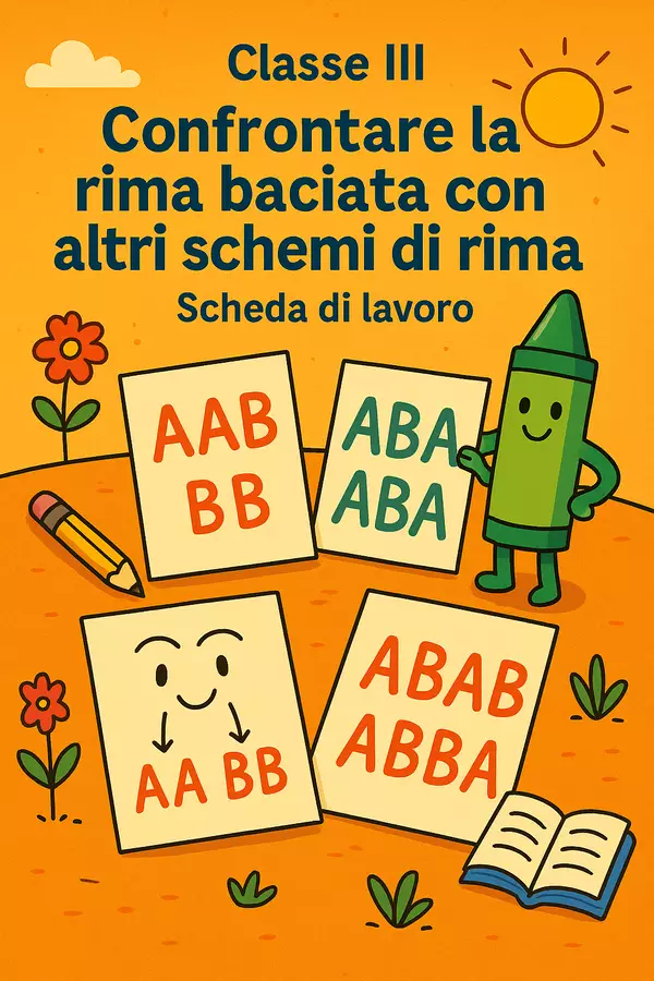 Confrontare la rima baciata con altri schemi di rima Esercizi - Confrontare la rima baciata con altri schemi di rima - Maestra di Italiano - Pagina di copertina