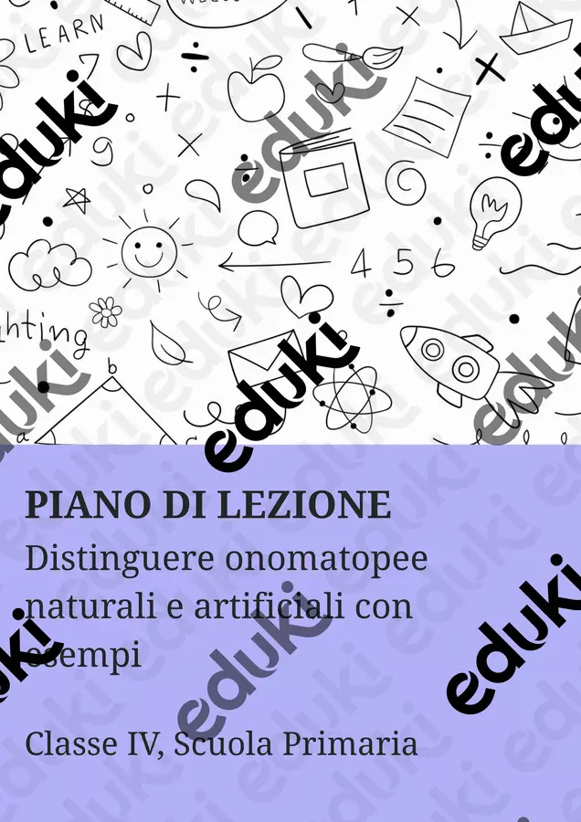 Distinguere onomatopee naturali e artificiali con esempi - PL Piani di lezione - Distinguere onomatopee naturali e artificiali con esempi - PL - Maestra di Italiano - Pagina di copertina