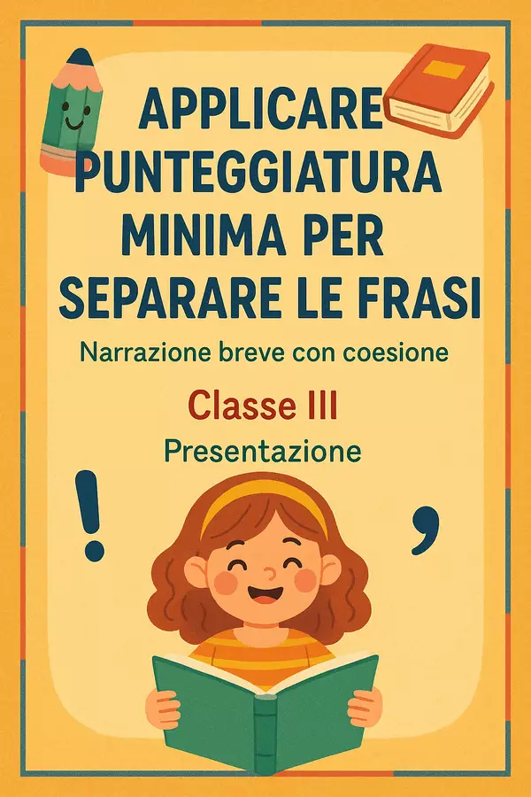 Applicare punteggiatura minima per separare le frasi Presentazioni / Lavagne - Applicare punteggiatura minima per separare le frasi - Maestra di Italiano - Pagina di copertina
