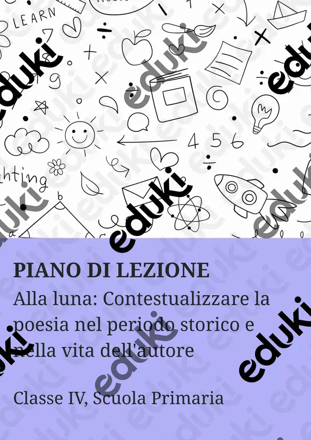 Alla luna Contestualizzare la poesia nel periodo storico e nella vita dell'autore - PL Piani di lezione - Alla luna Contestualizzare la poesia nel periodo storico e nella vita dell'autore - PL - Maestra di Italiano - Pagina di copertina