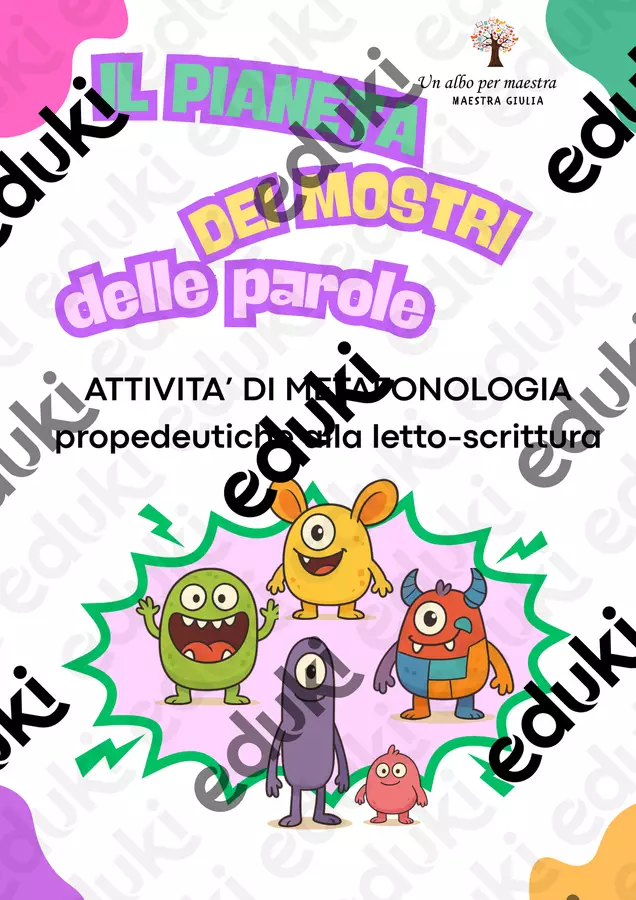 METAFONOLOGIA: IL PIANETA DEI MOSTRI DELLE PAROLE Esercizi - METAFONOLOGIA: IL PIANETA DEI MOSTRI DELLE PAROLE - Un albo per maestra - Pagina di copertina