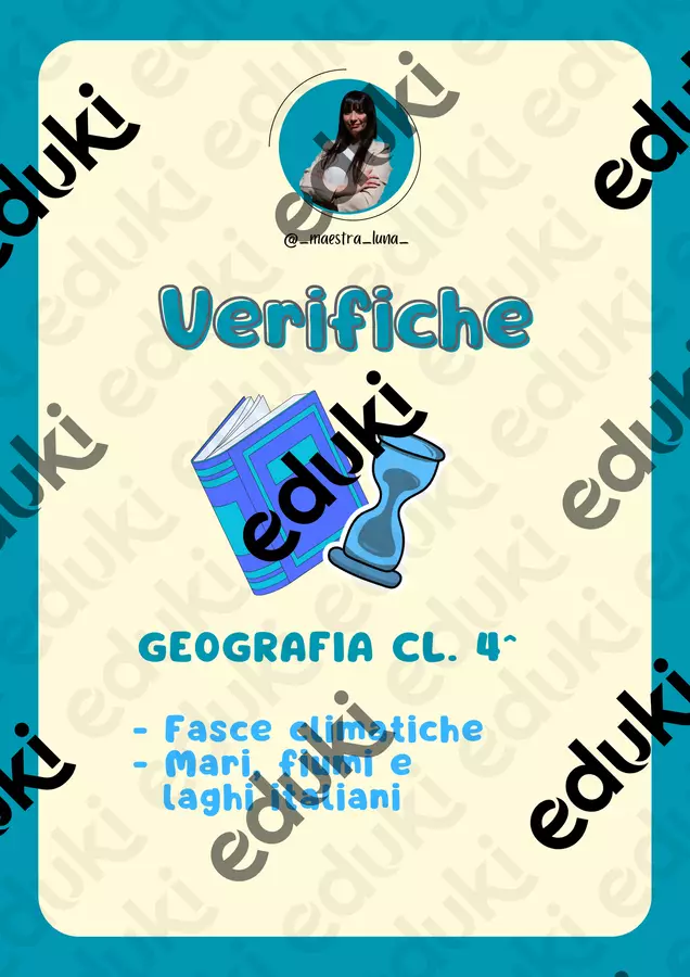 VERIFICA CL. 4 GEOGRAFIA Esercizi - VERIFICA CL. 4 GEOGRAFIA - Maestra Luna - Pagina di copertina