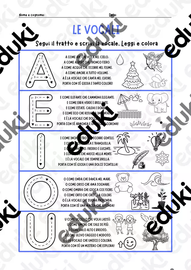 Vocali, consonanti e l'intero alfabeto Esercizi - Vocali, consonanti e l'intero alfabeto - Maestra con sostegno - Pagina di copertina