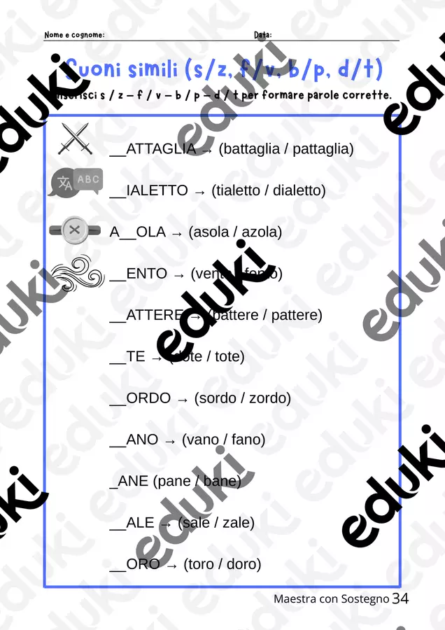 Gruppi consonantici difficili Esercizi - Gruppi consonantici difficili - Maestra con sostegno - Pagina di copertina